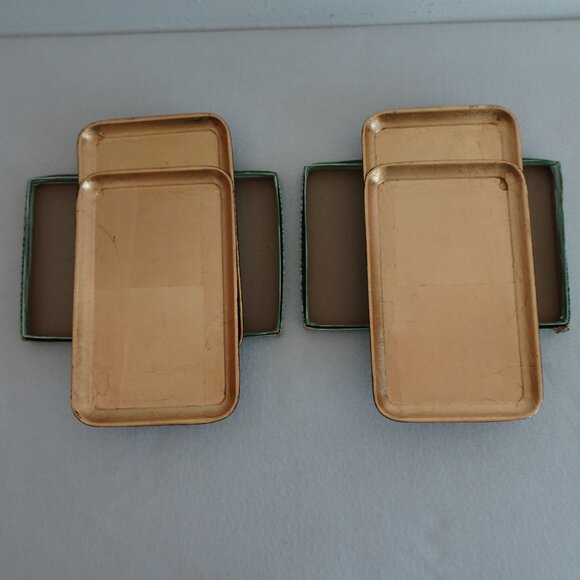 Vintage Small Trays Sushi Plates Gold Lacquer Set Of 4 Made in Japan - Picture 10 of 12
